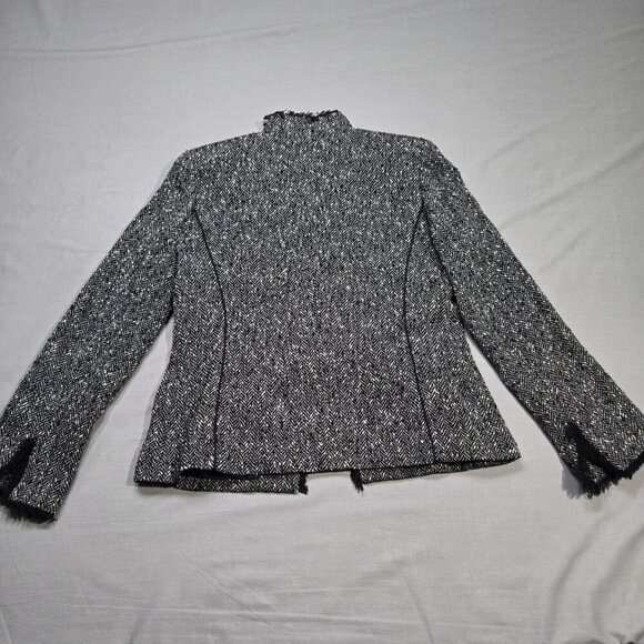 Doncaster Collection Blazer‎ Women's Size 8P Black Tweed Fringe Wool Blend - Picture 3 of 16